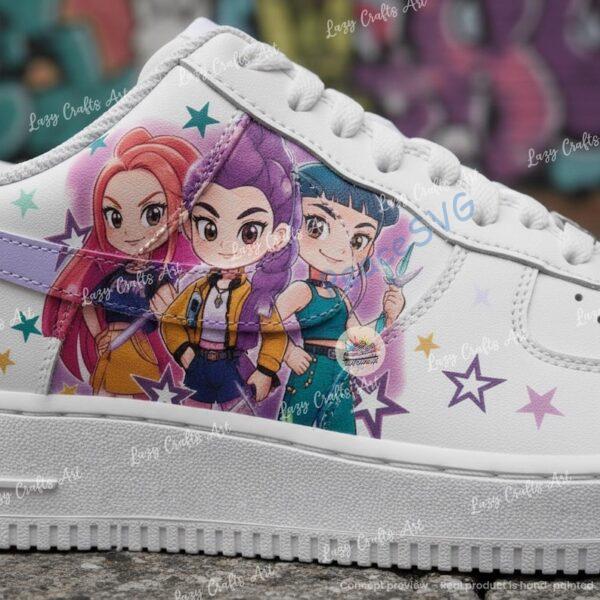 Alternative view of Hand Painted Kpop Demon Hunters AF1, Anime Fantasy Shoes