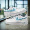 Custom Air Force 1 Abstract Line Art Swoosh, Hand Painted White AF1 Sneakers - Image 5