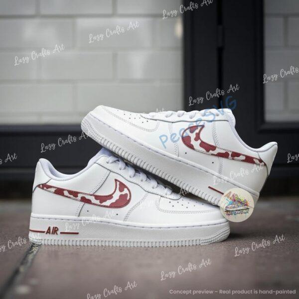 Alternative view of Hand Painted Cow Print Neon Green Air Force 1 Sneakers, Custom AF1 Shoes