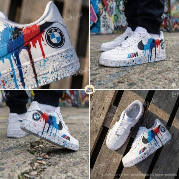 Alternative view of Personalized BMW Drip Air Force 1 Sneakers: Hand-Painted Luxury Car AF1 Shoes