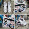 Hand-Painted BMW Splatter Air Force 1 Sneakers: Custom BMW Black Swooh AF1 Shoes - Image 2
