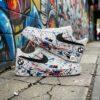 Hand-Painted BMW Splatter Air Force 1 Sneakers: Custom BMW Black Swooh AF1 Shoes