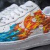 Custom Hand-Painted Air Force 1 Sneakers, Fire and Ice Design - Image 6