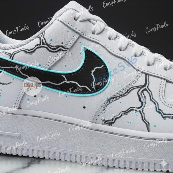 Alternative view of Hand Painted Air Force 1 Sneakers, Lightning Glow, Electric Streetwear