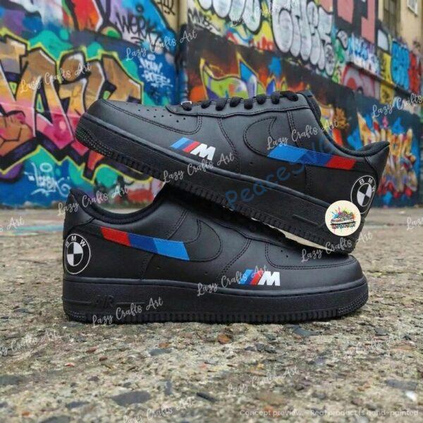 Alternative view of Personalized BMW Black Air Force 1 Sneakers: Custom BMW AF1 Shoes