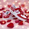 Custom Rhinestone Valentine Couple Air Force 1 Sneakers, Personalized Name Red & White AF1 Shoes - Image 3