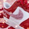Custom Rhinestone Valentine Couple Air Force 1 Sneakers, Personalized Name Red & White AF1 Shoes - Image 4