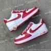 Custom Red Air Force 1 Sneakers, Hand Painted  Color Block AF1 Shoes