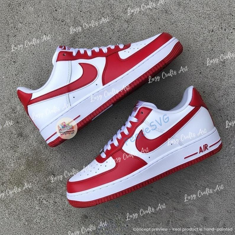 Custom Red Air Force 1 Sneakers