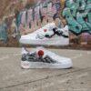 Custom Japanese Mt Fuji Air Force 1, Great Wave Red Sun Hand Painted Sneakers, Black White Art Shoes, Gift for Him Her
