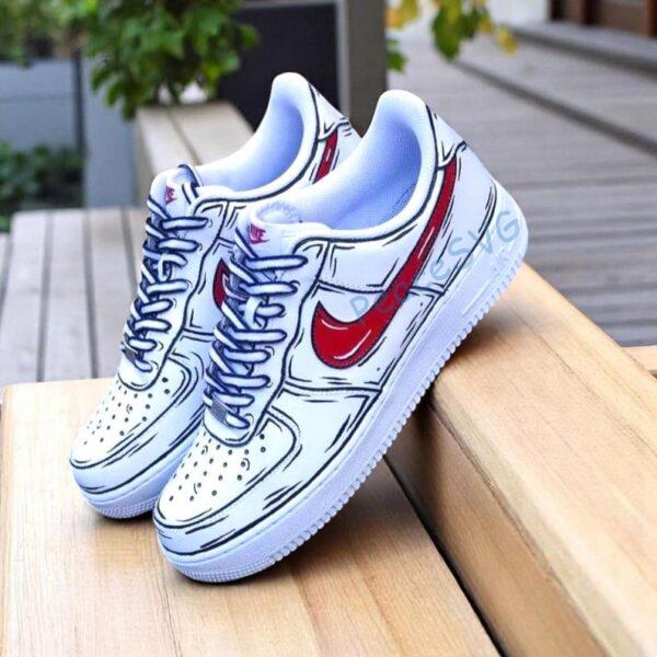Custom Hand-Painted Cartoon Red Air Force 1 Sneakers: Personalized AF1 Gift