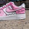 Custom Pink Comic Air Force 1 Sneakers: Hand-Painted 2D Cartoon AF1 Shoes - Image 4