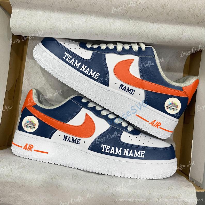 Hand-Painted Denver Football Team AF1 Sneakers: Custom Bronco Football Shoes