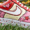 Hand Painted Valentine Air Force 1 Sneakers: Custom Comic AF1 Shoes - Image 3