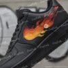 Custom Flame Air Force 1 Black Shoes – Hand-Painted Fire Swoosh AF1 Sneakers - Image 4