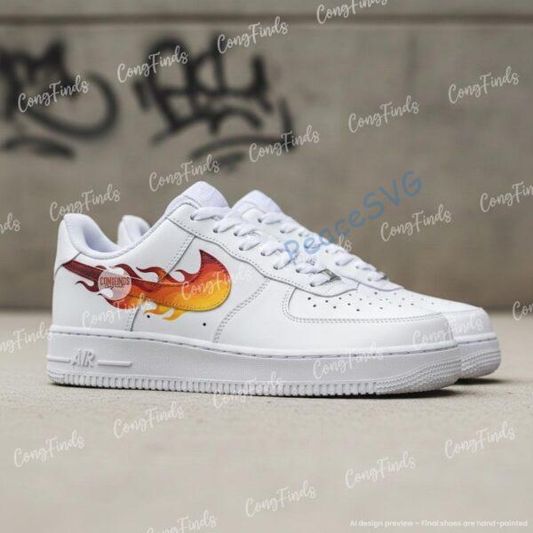 Hand-Painted Flame Air Force 1 Shoes – Custom Fire Swoosh AF1 Sneakers