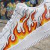 Hand-Painted Flame Air Force 1 Sneakers– Custom Fire Swoosh AF1 Shoes - Image 5