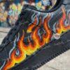 Custom Flame Air Force 1 Black Shoes – Hand-Painted Fire Swoosh AF1 Sneakers - Image 5