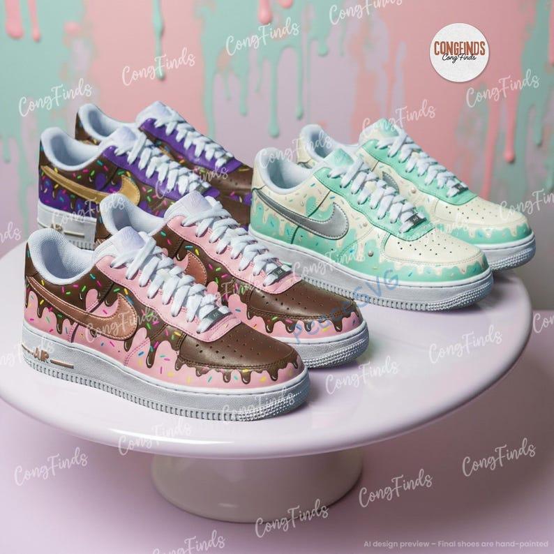 Custom Ice Cream Drip Air Force 1 Shoes