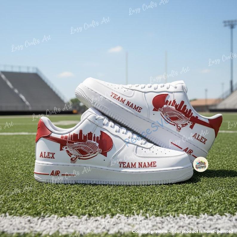Personalized Arrowhead Stadium Football Air Force 1 ? Hand-Painted Custom Name AF1 Shoes