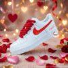 Custom Valentine Hand-Painted AF1 Sneakers – Red Drip, Personalized Couple Shoes - Image 5