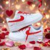 Custom Valentine Hand-Painted AF1 Sneakers – Red Drip, Personalized Couple Shoes - Image 4