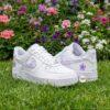 Custom Lavender Floral Air Force 1, Hand-Painted Purple Splatter Swoosh AF1 Sneakers - Image 4