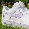 Custom Lavender Floral Air Force 1, Hand-Painted Purple Splatter Swoosh AF1 Sneakers - Image 5