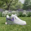 Hand-Painted Lavender Flower Air Force 1, Purple Splatter Sneakers, Custom Lilac Floral AF1 Shoes - Image 2