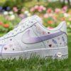 Custom Hand-Painted Lavender Air Force 1 Sneakers, Floral Heart Shoes - Image 5