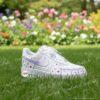 Custom Hand-Painted Lavender Air Force 1 Sneakers, Floral Heart Shoes - Image 4