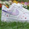Custom Hand-Painted Lavender Air Force 1 Sneakers, Floral Heart Shoes - Image 7