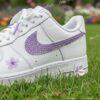 Custom Purple Rhinestone Air Force 1 Shoes, Hand-Embellished Floral AF1 Sneakers - Image 4
