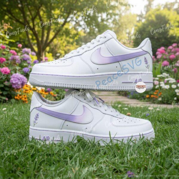 Alternative view of Custom Lavender Drip Air Force 1 Shoes, Hand-Painted Sneakers