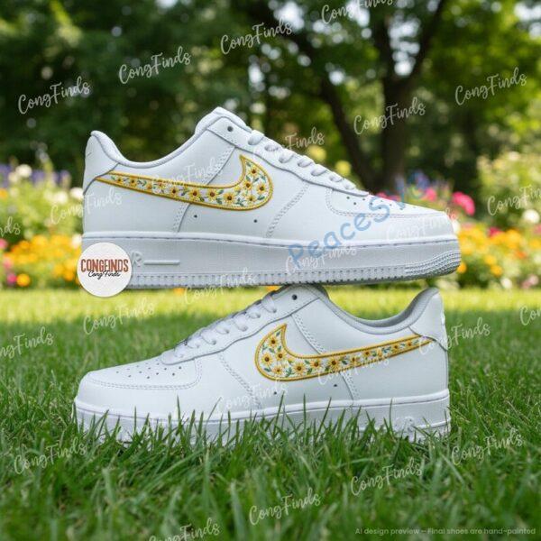 Alternative view of Custom Mini Sunflower Air Force 1 Shoes, Hand Painted Yellow Floral Sneakers, Sunflower AF1