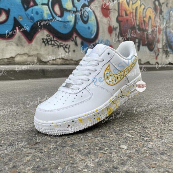 Alternative view of Custom Sunflower Air Force 1, Hand-Painted Floral Sneakers