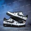 Custom Hand-Painted Black White Drip AF1 Sneakers, Streetwear Shoes