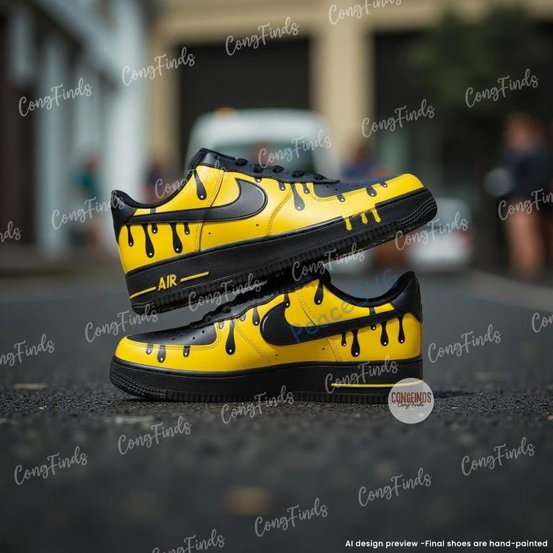 Custom Drip Black Air Force 1 Sneakers