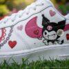 Custom Valentine Air Force 1 Shoes, Cartoon Love Sneakers, Red Heart Hand Painted Shoes - Image 7