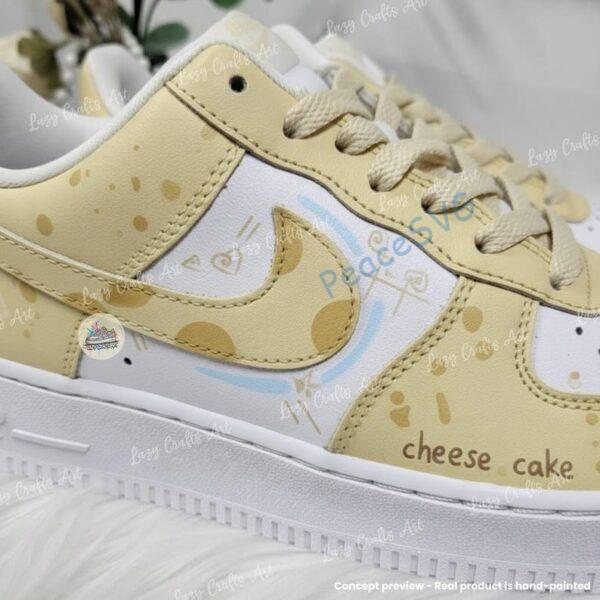 Alternative view of Custom Cheesecake Air Force 1 – Pastel Cream Food-Themed AF1 Sneakers