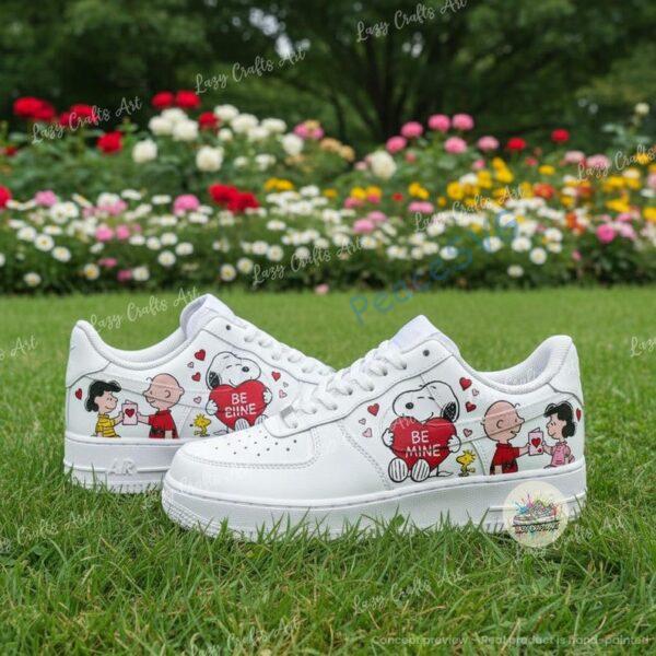 Alternative view of Custom Cartoon Sneakers, Valentine's Hand-Painted Air Force 1, Retro Love Design