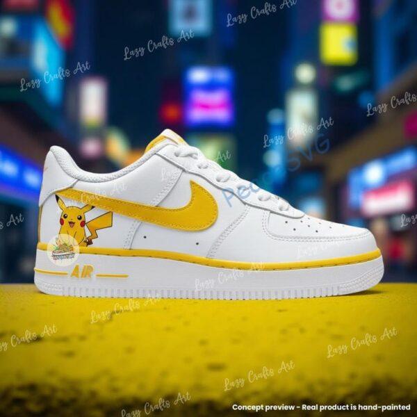 Hand-Painted Pika Character Air Force 1 Sneakers – Custom Yellow Anime Inspired AF1 Shoes