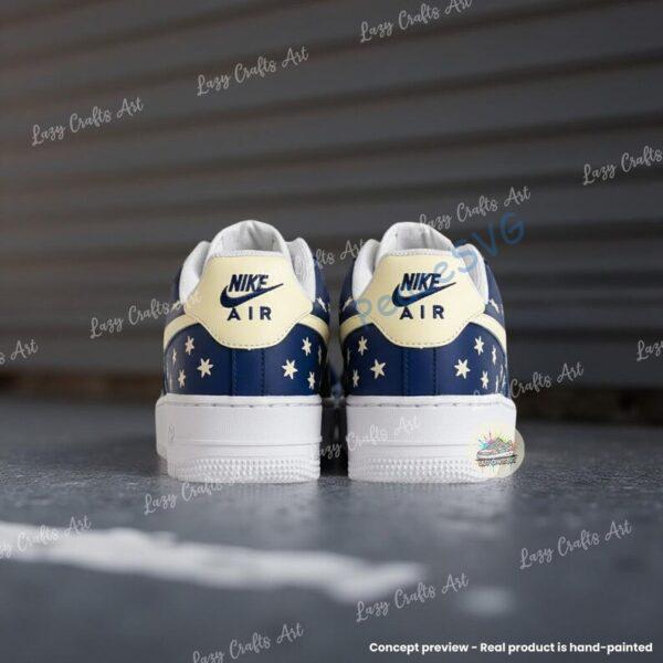 Alternative view of Custom Navy Star Air Force 1 – Hand-Painted Star Pattern AF1 Sneakers