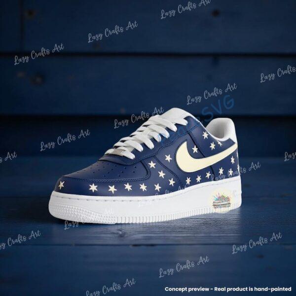 Custom Navy Star Air Force 1 – Hand-Painted Star Pattern AF1 Sneakers