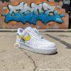 Custom Yellow Drip Air Force 1 – Blue Paint Splatter AF1 Sneakers, Hand-Painted Streetwear Shoes - Image 2