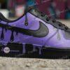 Hand-Painted Black Purple Drip AF1 Sneakers, Custom Air Force 1 Shoes - Image 3