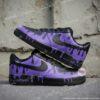 Hand-Painted Black Purple Drip AF1 Sneakers, Custom Air Force 1 Shoes