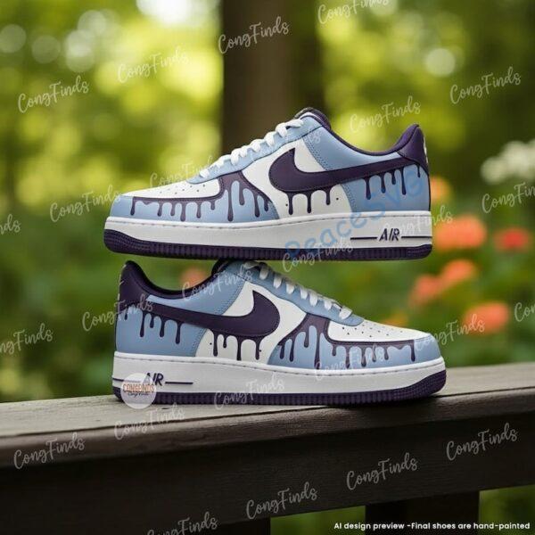 Custom Blue Purple Drip Air Force 1 | Hand-Painted Drip Art AF1 Sneakers