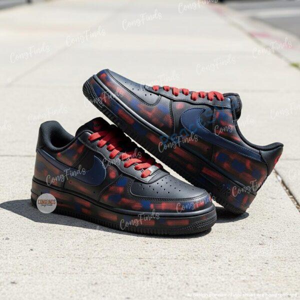 Alternative view of Custom Hand-Painted Black Air Force 1 Sneakers,  Personalized AF1 Shoes