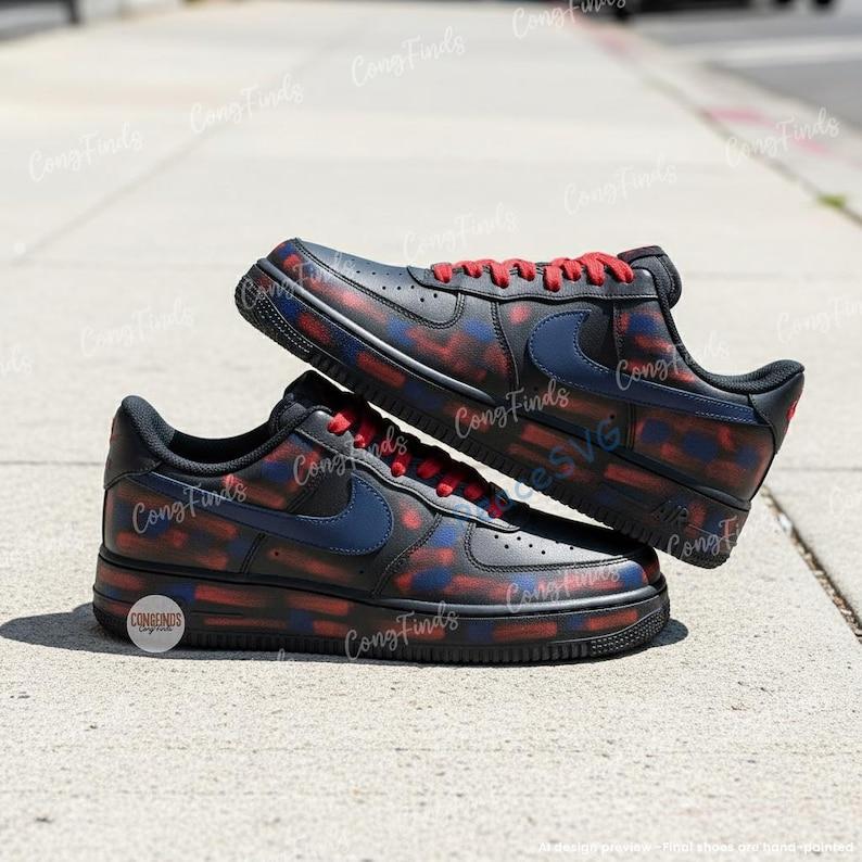 Custom Hand-Painted Black Air Force 1 Sneakers